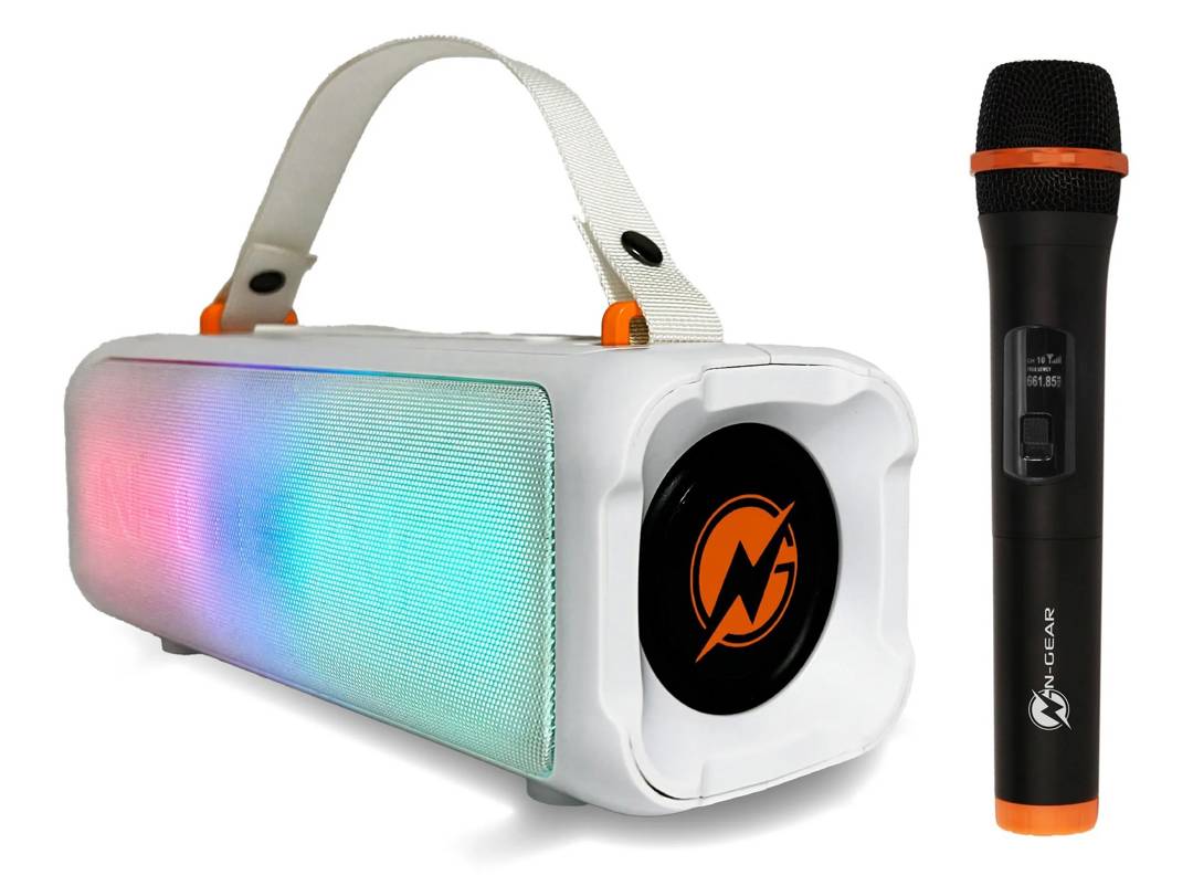 N-GEAR Blazooka 703 Bluetooth-Lautsprecher mit kabellosem Mikrofon — Weiß