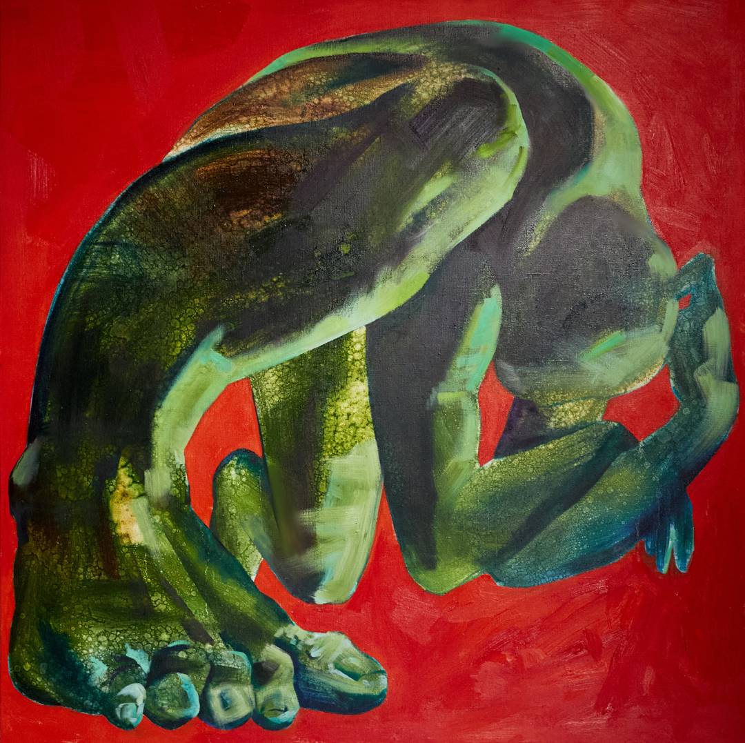 Preservation Posture — oil painting, 120 × 120 cm