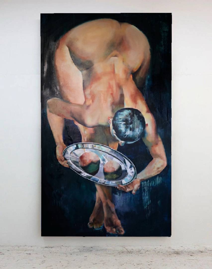 Saint Agatha — oil painting on canvas, 200 × 115 cm