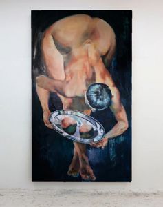 Saint Agatha — oil painting on canvas, 200 × 115 cm