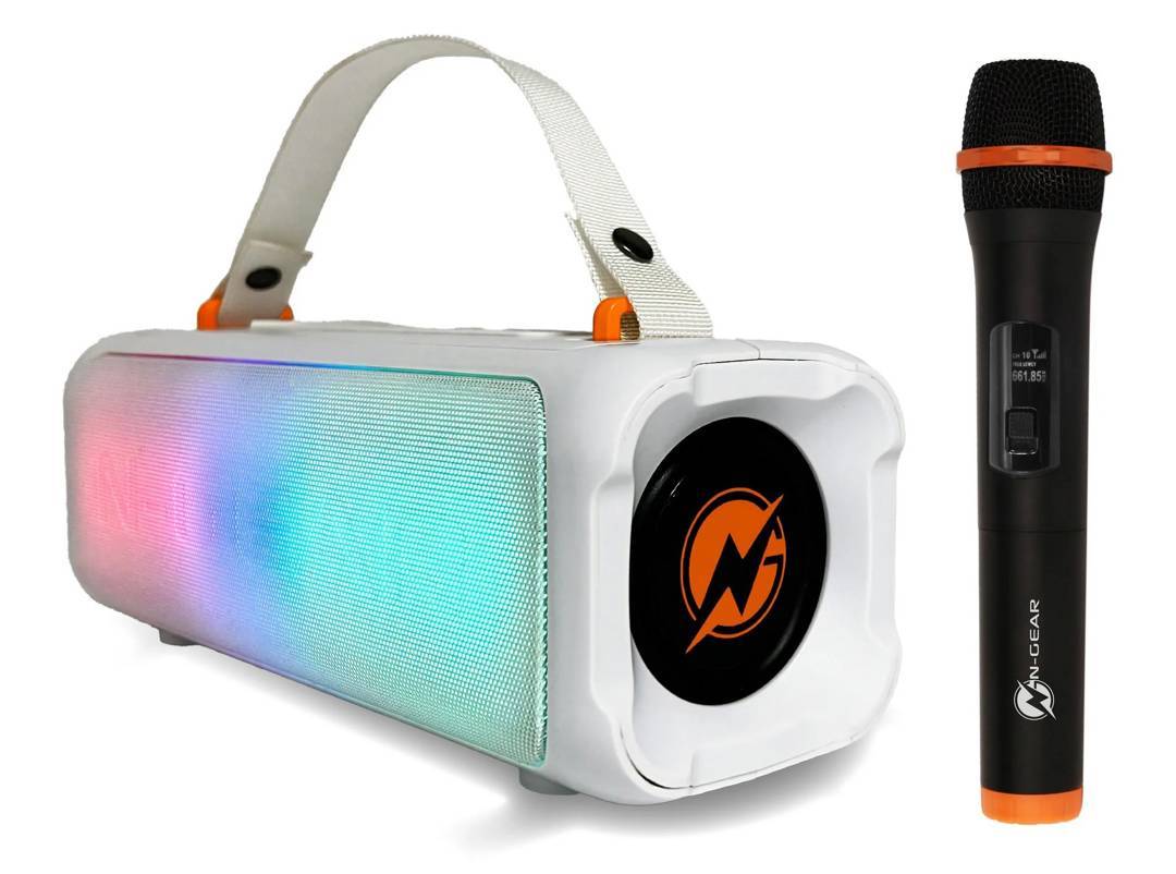 N-GEAR Blazooka 703 Bluetooth zvočnik z brezžičnim mikrofonom — bel