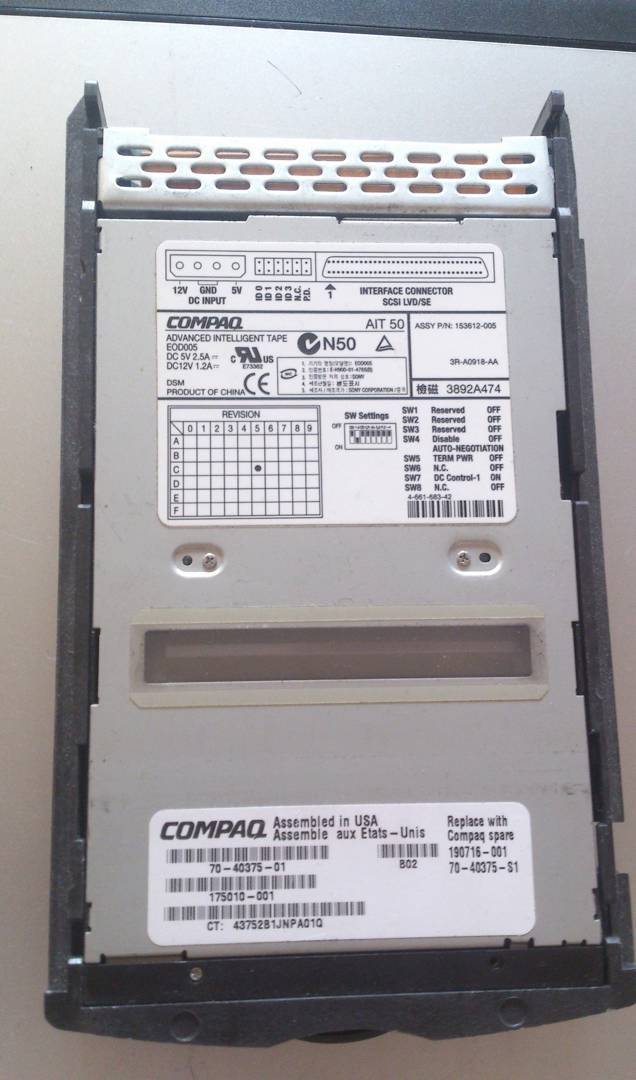 Ленточный накопитель (стример) Compaq AIT50 68 pin SCSI