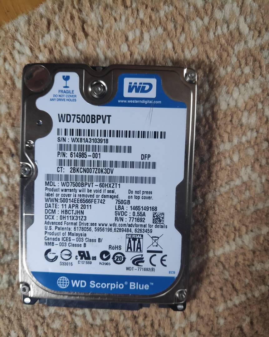 Hard disk za laptop Western Digital 750 GB 2.5" SATA