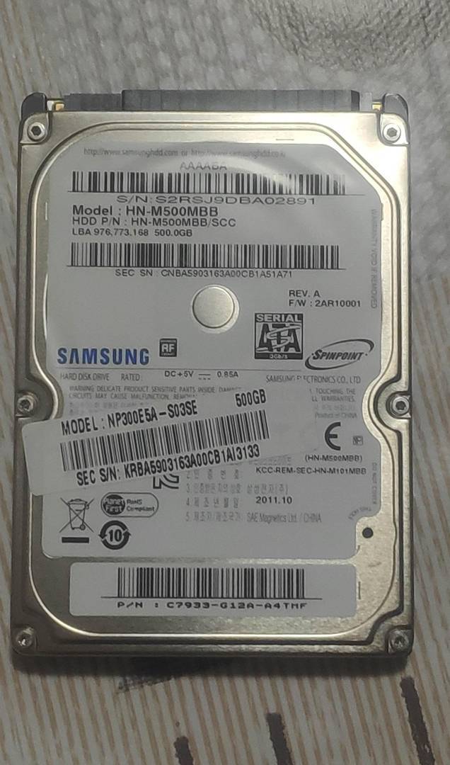 Laptop merevlemez Samsung 500 GB 2.5"