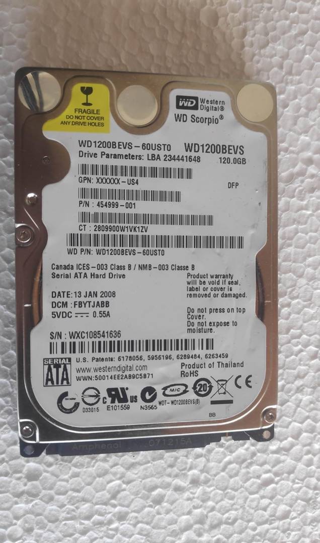 Trdi disk za prenosnik 120 GB 2.5" SATA