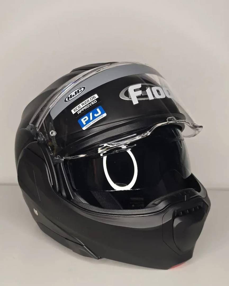 Шолом HJC F100 Matt Black — flip-back, сонцезахисний візор, Pinlock, XS