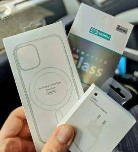 Набор для iPhone: чехол MagSafe + защитное стекло + зарядное устройство Apple 20W — Beograd