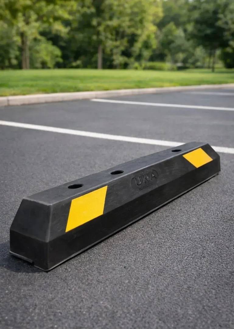Gummierter Parkplatzbegrenzer, 90 cm, mit reflektierenden Streifen