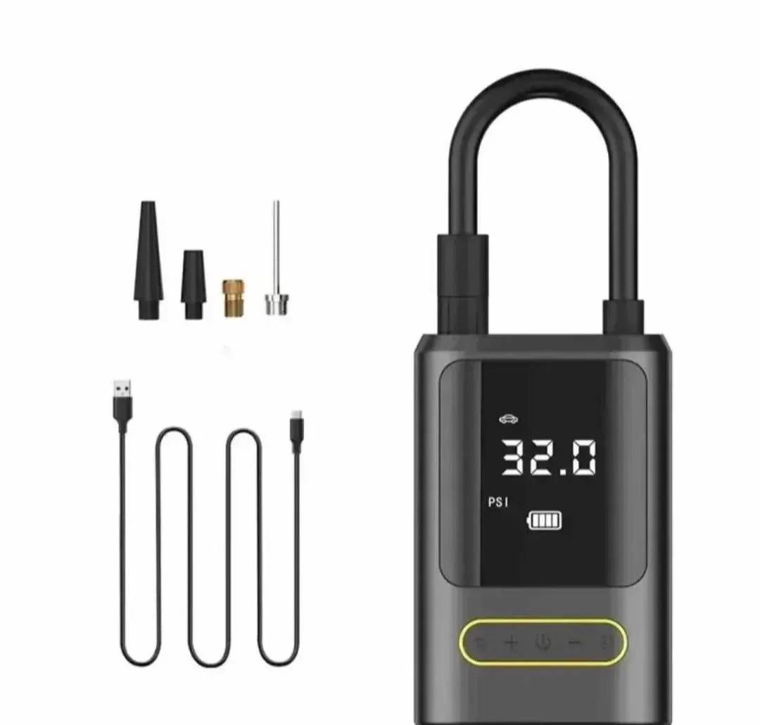 Mini wireless tire inflator with digital display and LED light