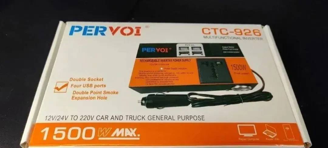 Автомобилен инвертор Pervoi CTC-926 12/24 V към 220 V, 1500 W, 4 USB