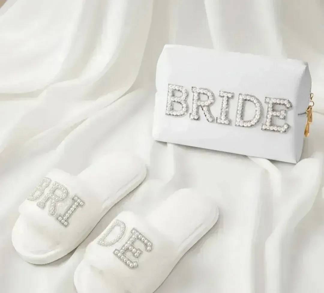 Bele papuče za mladu Bride, veličina 39–40