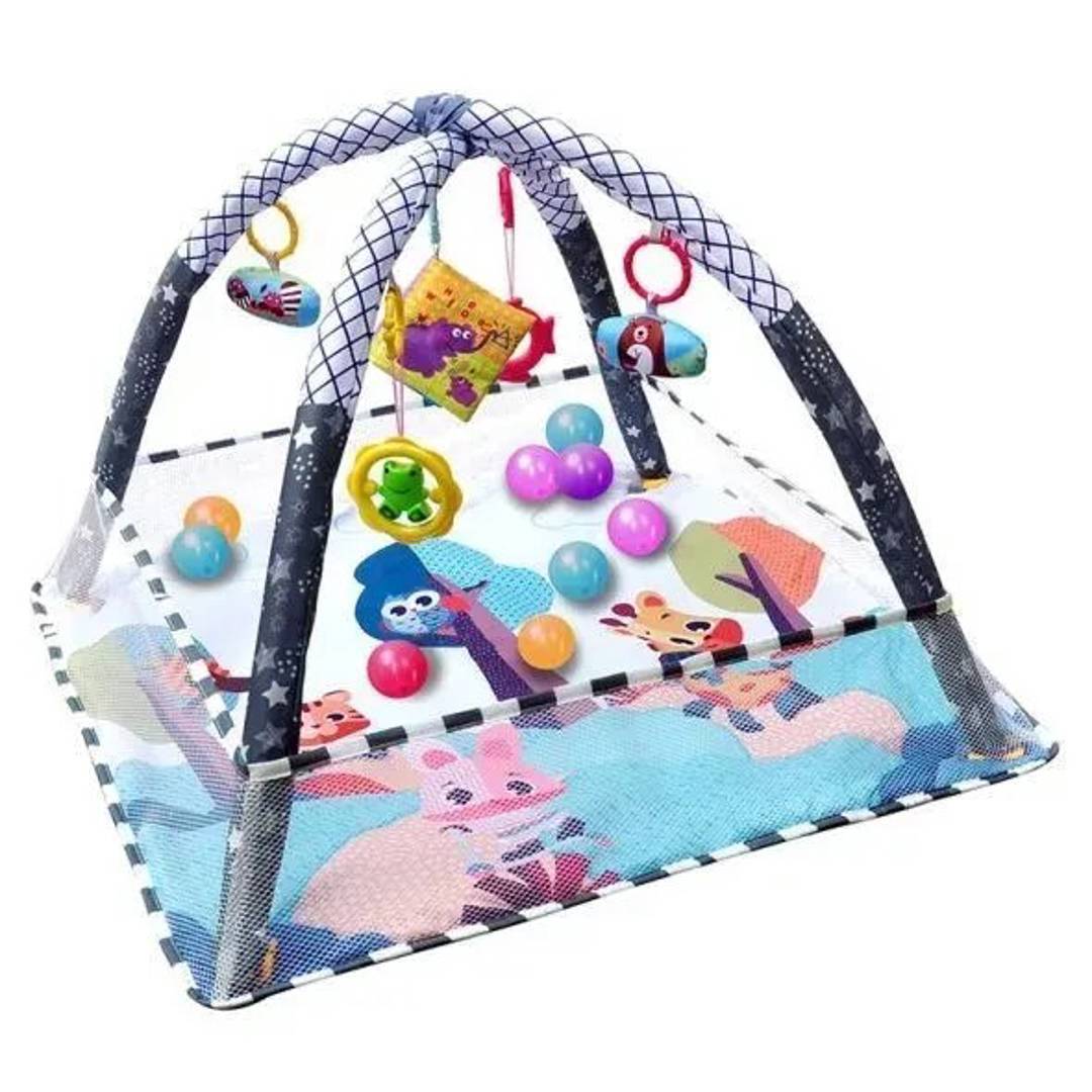 Baby play gym with playpen, 5 toys and 18 balls