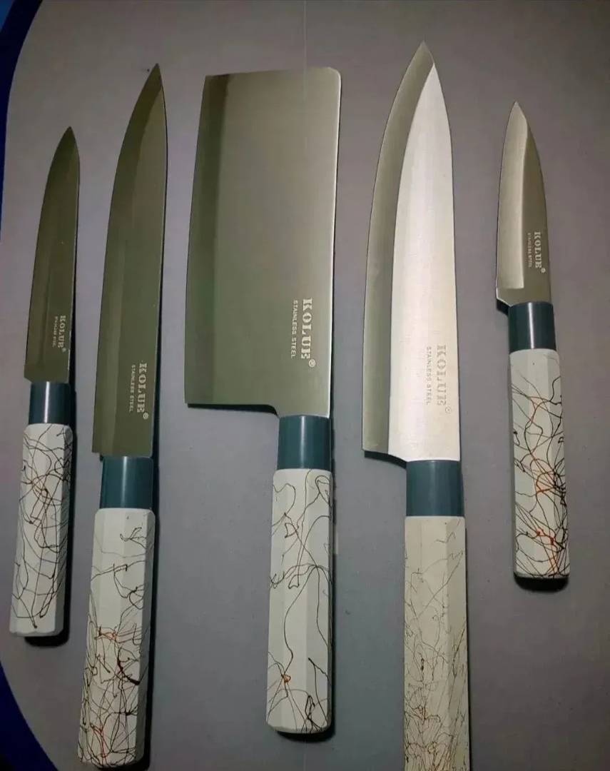 Küchenmesserset aus Edelstahl, 5 Messer und Schäler