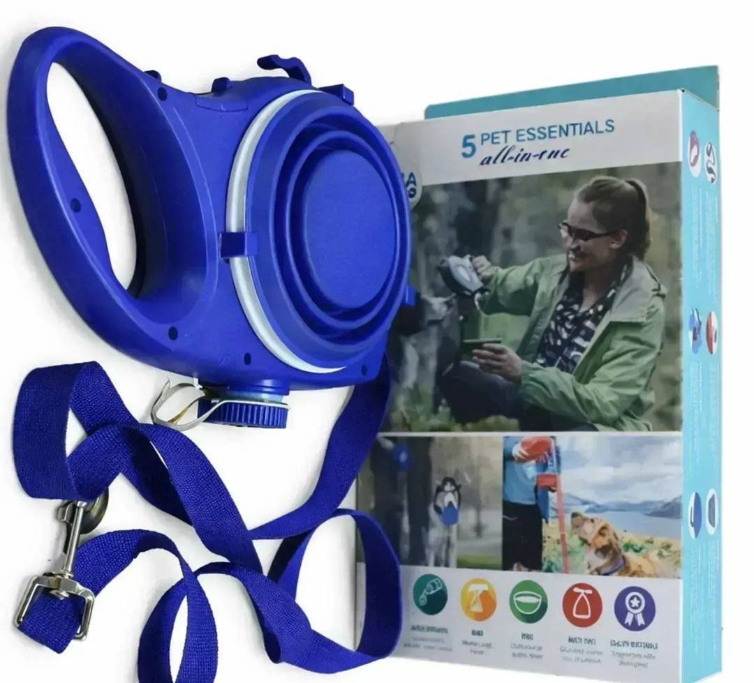 Povodac 5u1 Aqua Leash sa rezervoarom za vodu, činijom i držačem kesa