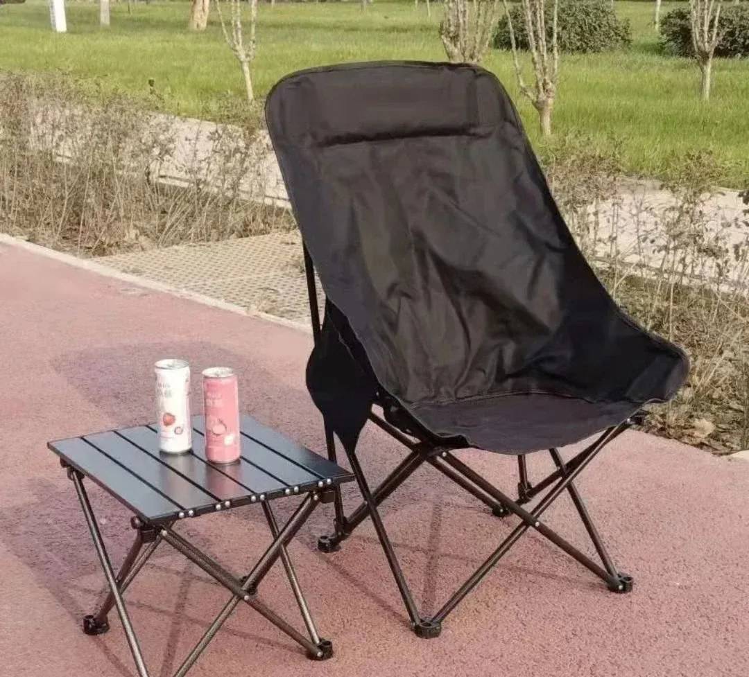 Scaun pliabil de camping cu buzunar, până la 100 kg