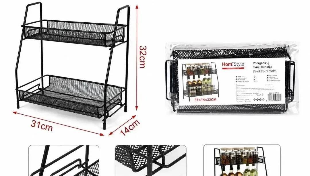 Metalna polica-organizator na 2 nivoa 31 × 14 × 32 cm