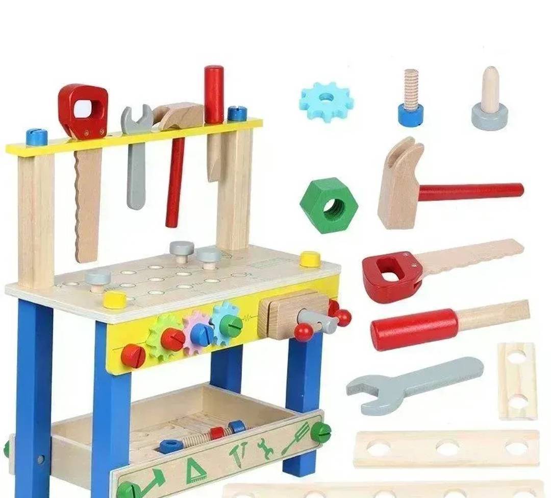 Atelier din lemn pentru copii, cu unelte, 41 × 36 cm