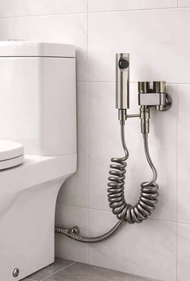 Stainless steel handheld bidet sprayer for toilet, complete set