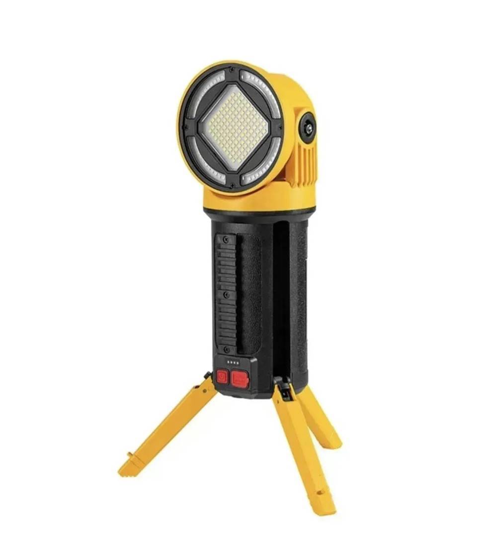 Rechargeable LED floodlight with tripod and warning light