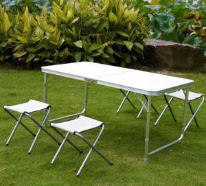 Folding table with 4 chairs in a suitcase design, 120 × 60 × 70 cm — Beograd