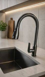 Kitchen faucet with pull-out spray, dark gray (gunmetal) — Beograd