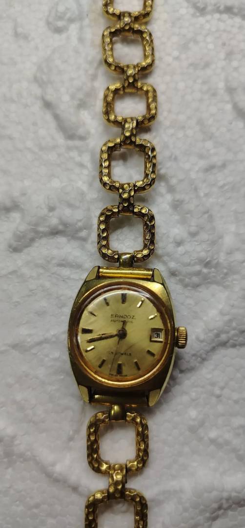 Жіночий наручний годинник Sandoz Automatic, 21 камінь, позолота 10 мікрон, Swiss