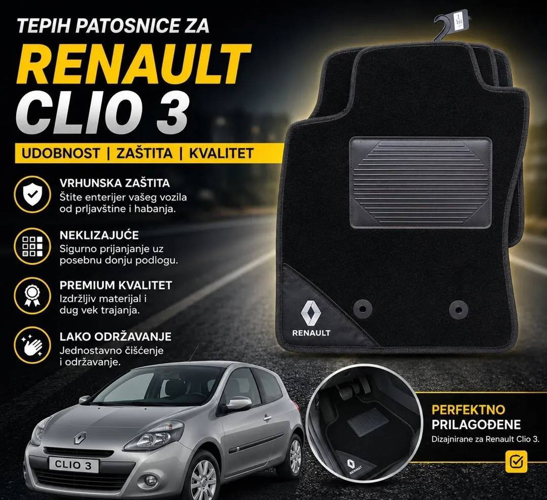 Fußmatten für Renault Clio 3 — Gummi und Textil