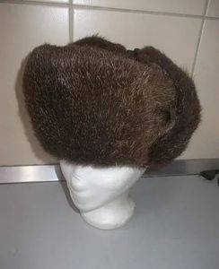 Men’s Russian fur ushanka hat, dark brown — Smederevo