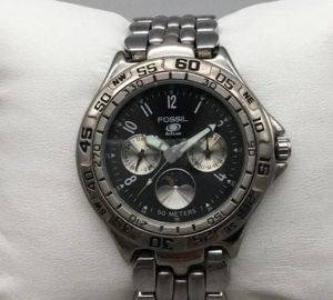 Fossil Blue BQ-8777 Uhr mit Mondphasen, Edelstahlarmband — Smederevo