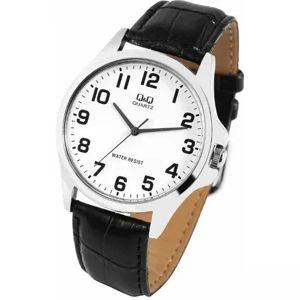 Q&Q Quarzuhr, weißes Zifferblatt mit Ziffern, Lederarmband — Smederevo