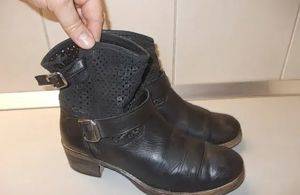 Damen-Lederstiefeletten mit Lochmuster und Schnalle, Gr. 38 — Smederevo