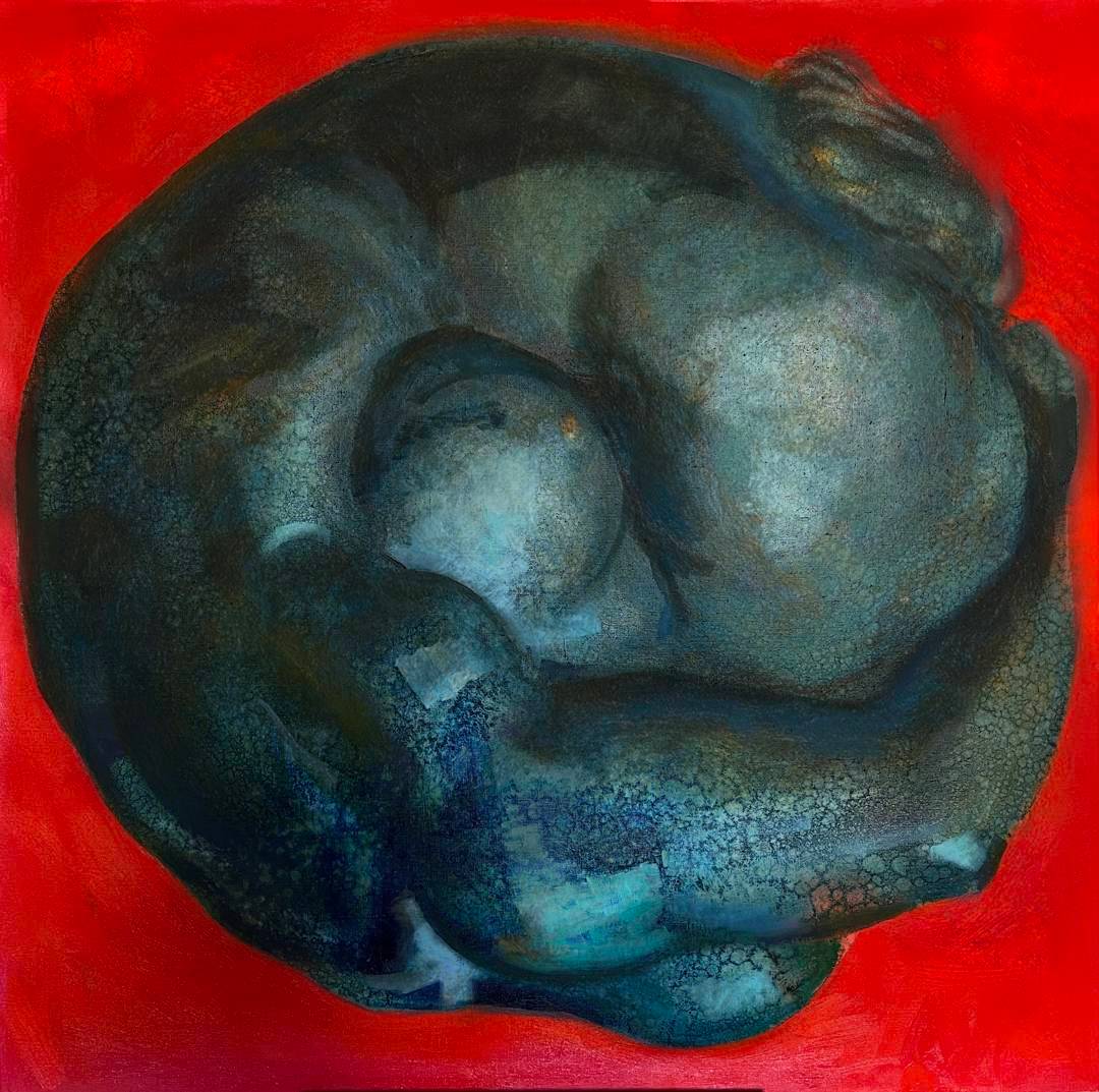 Protective Posture — ulje na platnu, 120 × 120 cm