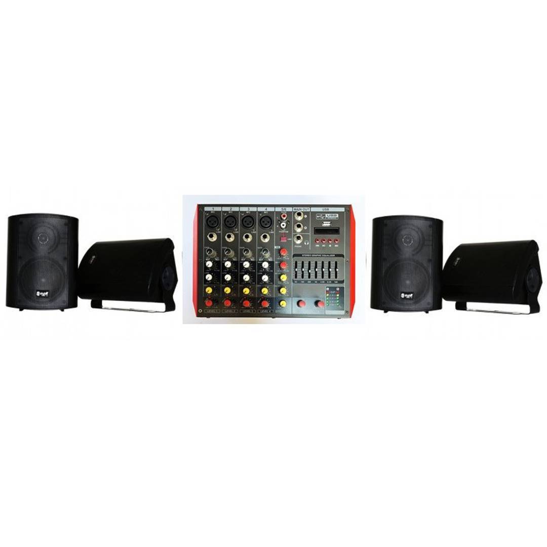 Звуковая система: микшер с усилителем и 4 колонки Kac Audio 124-B