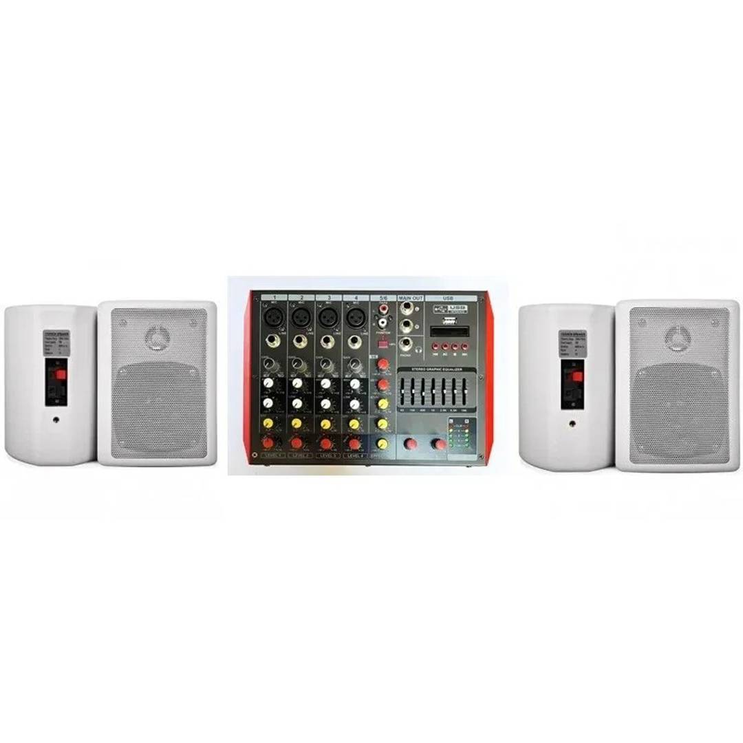 Звуковая система: микшер с усилителем и 4 колонки Kac Audio SP-0204