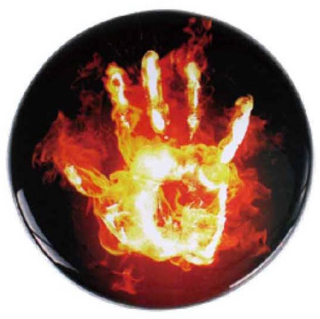 Painted bass drum front head, 22", flaming fist design (D061N)