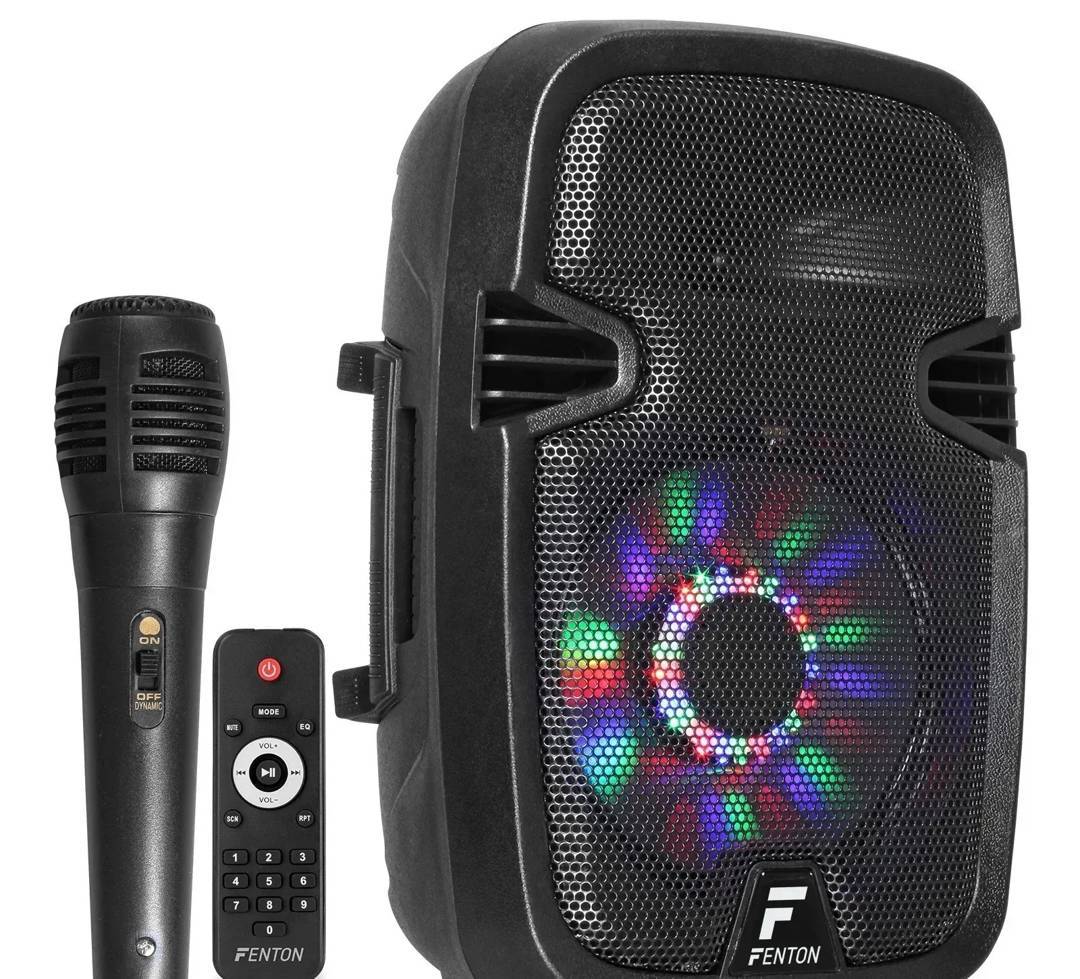 Fenton FT8LED преносима активна тонколона 8" с микрофон, 300 W