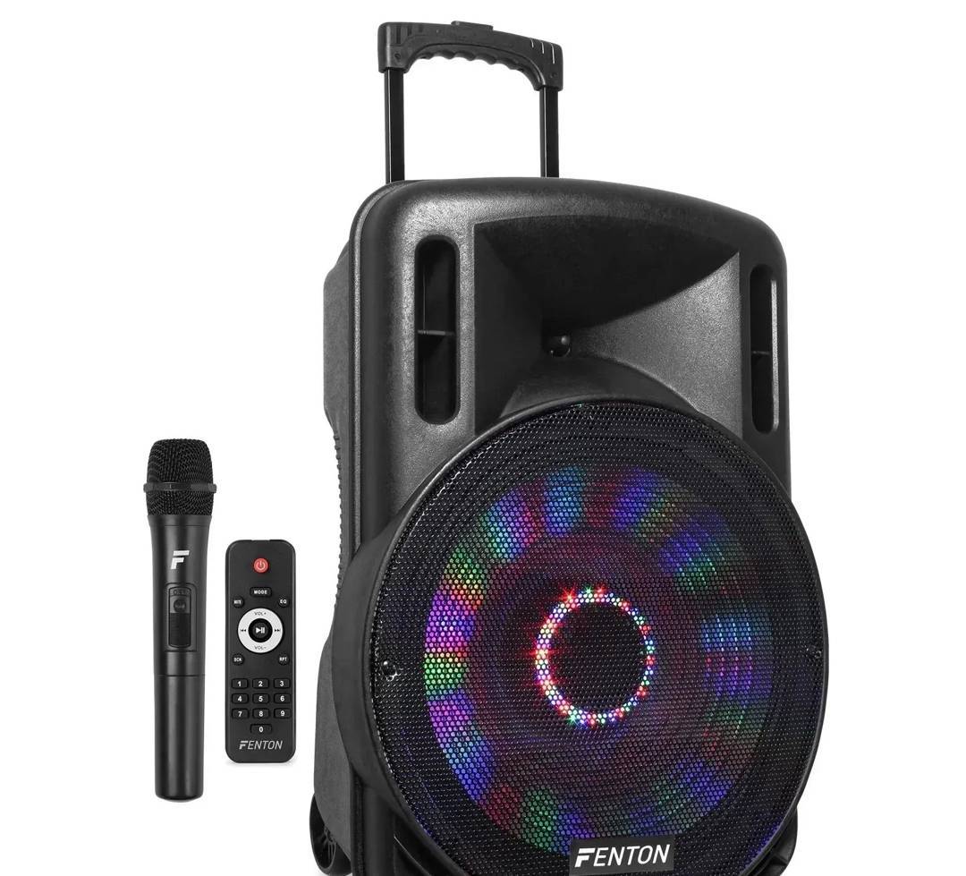 Fenton FT15LED prenosni aktivni zvučnik 15" sa bežičnim mikrofonom, 800 W