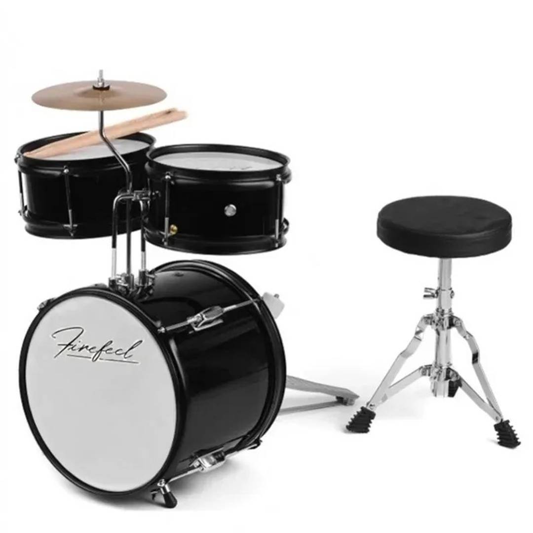 Kinder-Schlagzeug, dreiteiliges Junior-Set mit Becken und Hocker (D011-BKN)