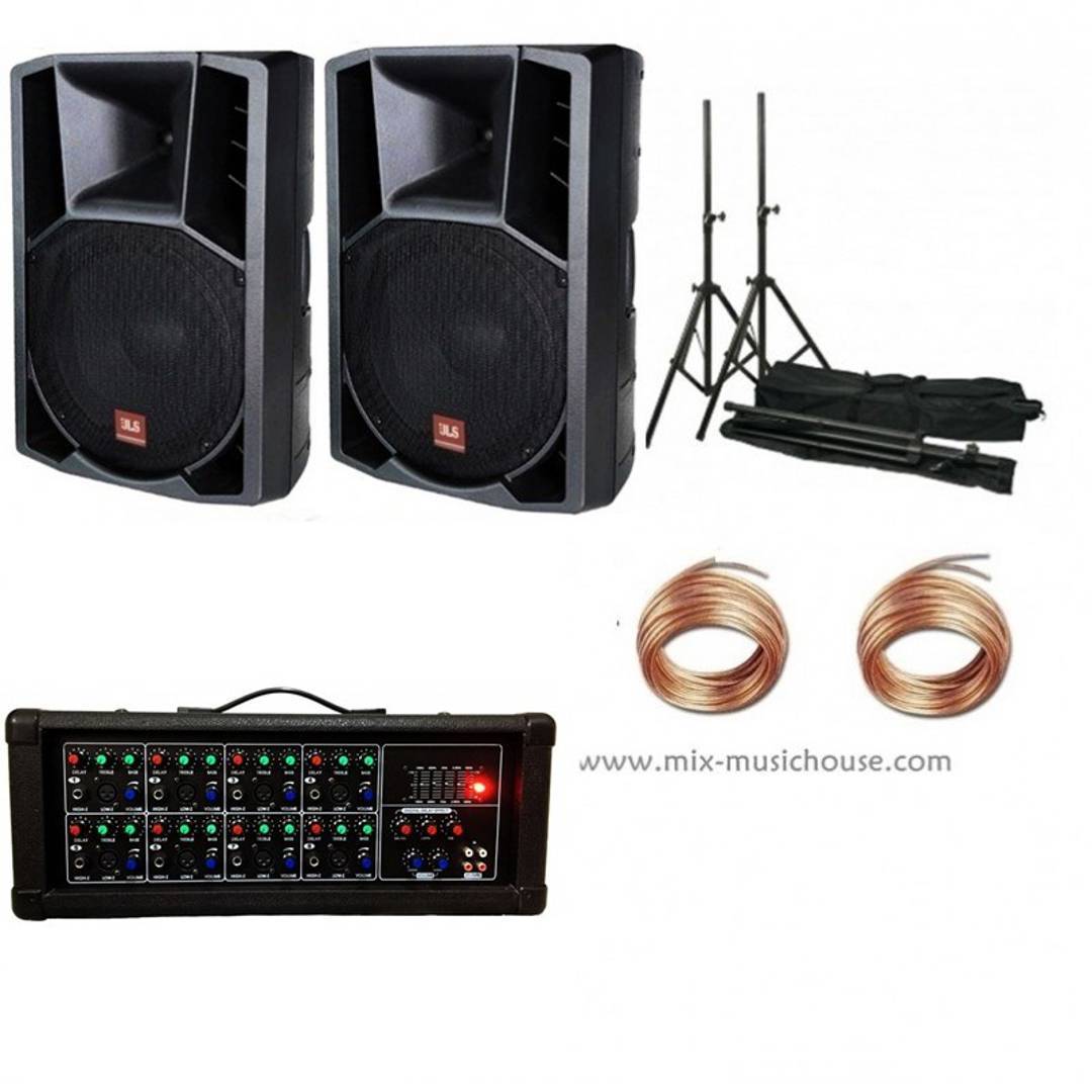 JLS FPA122 PA system: 2 × 400 W mixer and 12" speakers