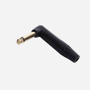 Right-angle mono jack connector 6.3 mm, black, gold-plated (SB143-G-B) — Zaječar