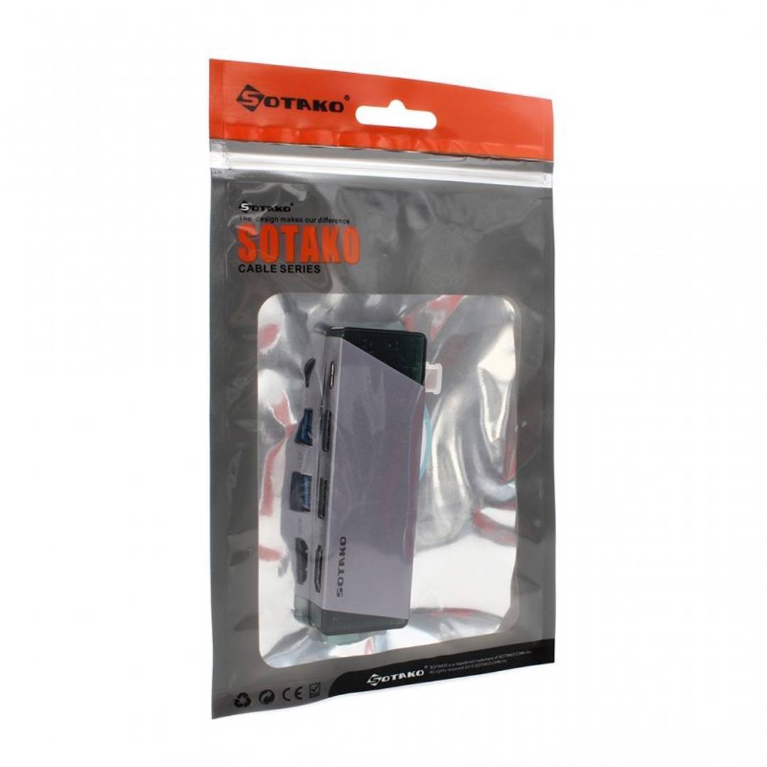 USB-C hub Sotako ST-C0402 HDMI, 2× USB 3.0, PD