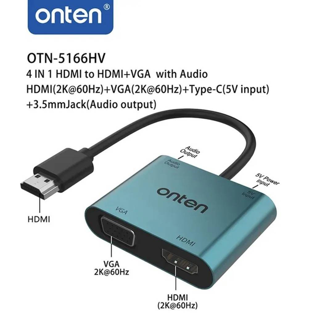 Adaptor Onten OTN-5166HV HDMI → HDMI + VGA