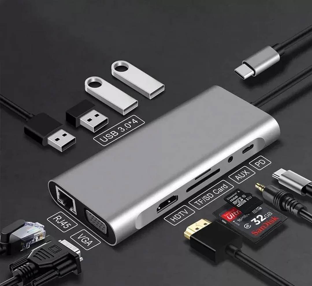 USB-C-Hub HDMI, VGA, Gigabit LAN, 4× USB 3.0