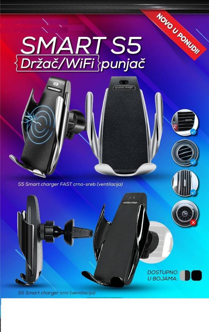 Avtomobilsko držalo za telefon S5 Smart Fast Charger