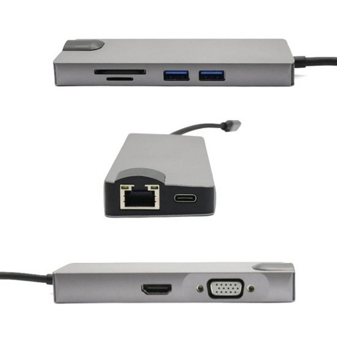 USB-C хъб HDMI, VGA, LAN, SD/TF