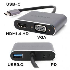Хаб USB-C Sotako ST-C0401 HDMI, VGA, PD, USB 3.0 — Beograd