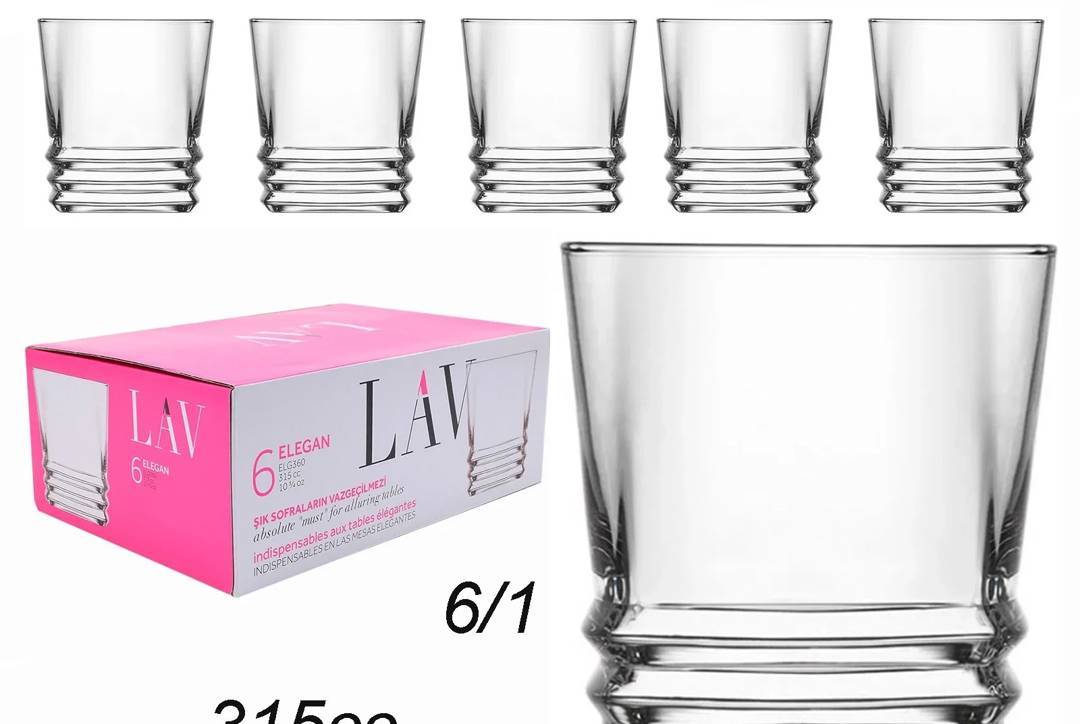 Низькі склянки LAV Elegan, набір 6 шт., 315 ml