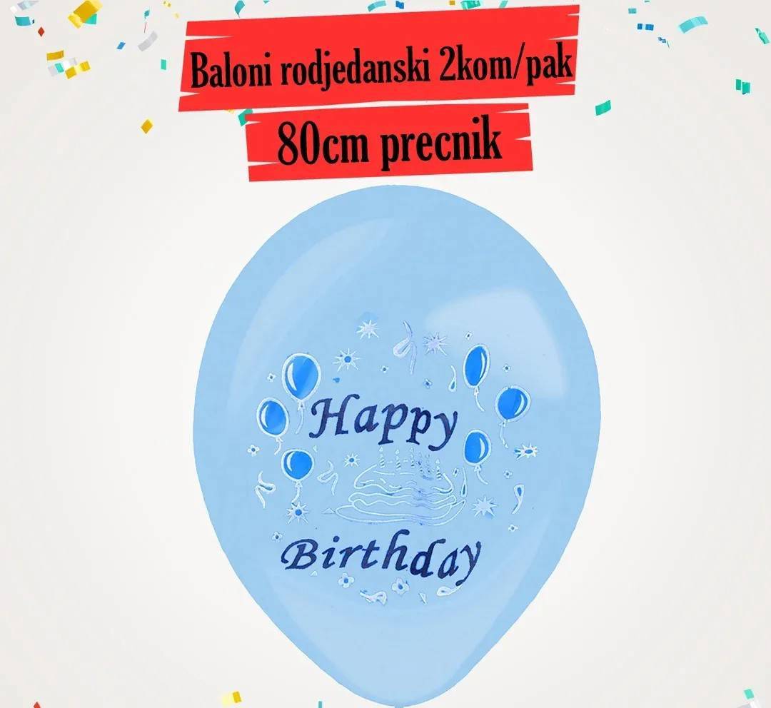 Латексні кульки Happy Birthday, 80 cm, 2 шт.