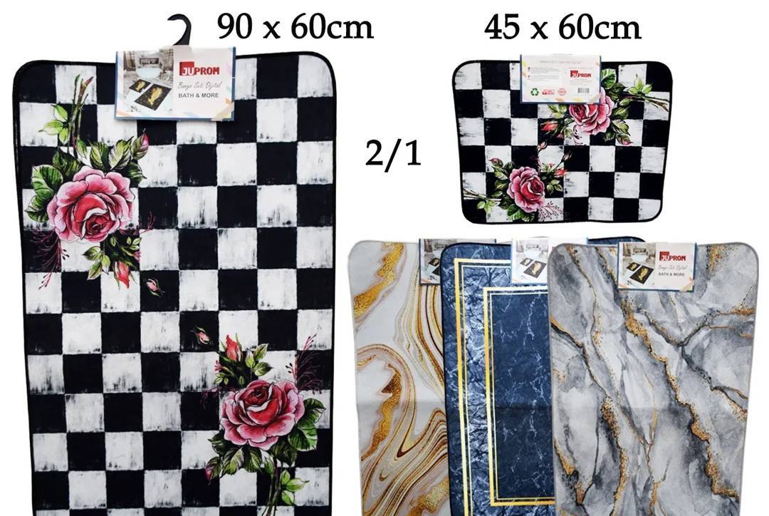 Набір килимків для ванної 2 в 1, 60×90 і 45×60 см