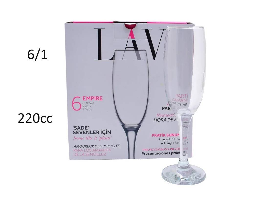 Келихи для шампанського LAV Empire, набір 6 шт., 220 ml